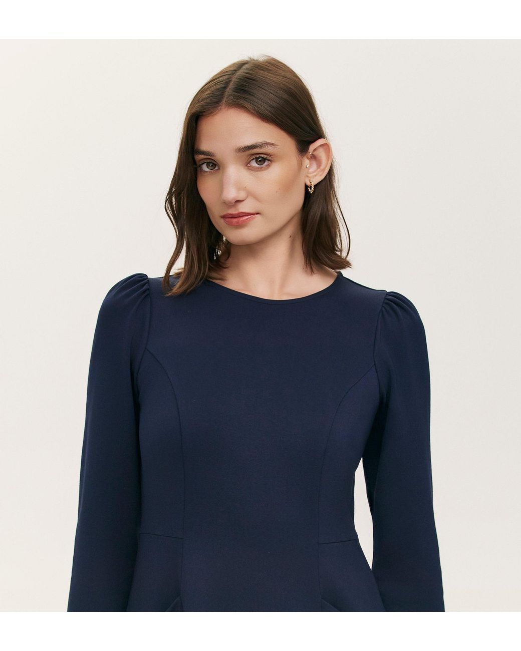 Finery London Blue Felice Ponte Jersey Midi Dress