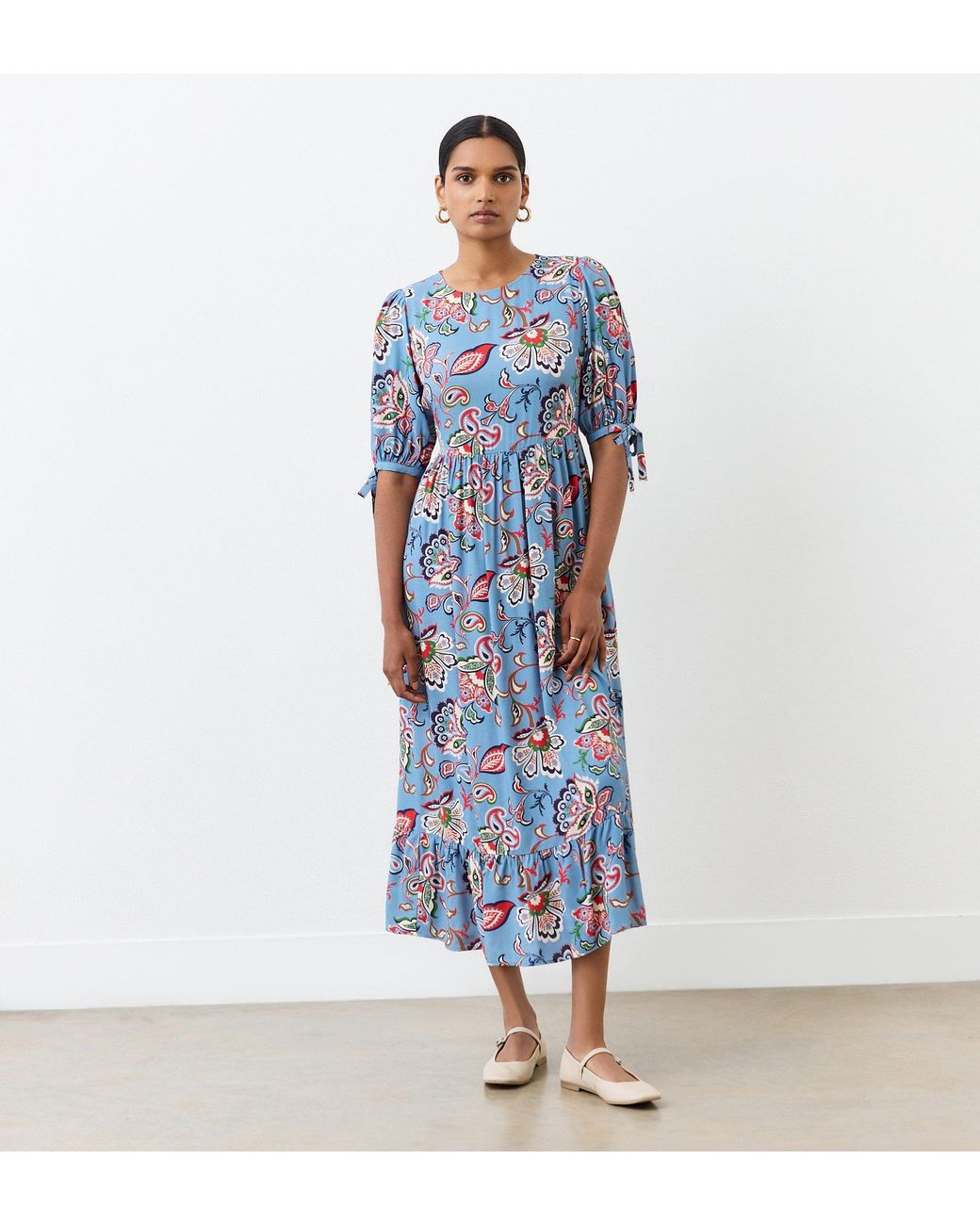 Finery London Blue Gwen Midi Smock Dress