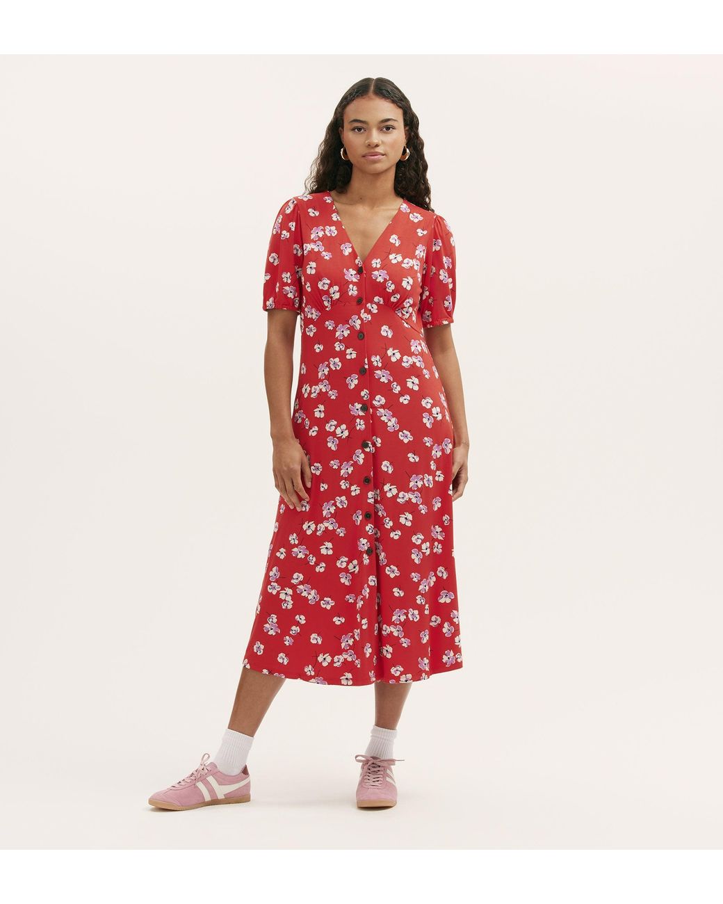 Finery London Red Milena Jersey Midi Dress