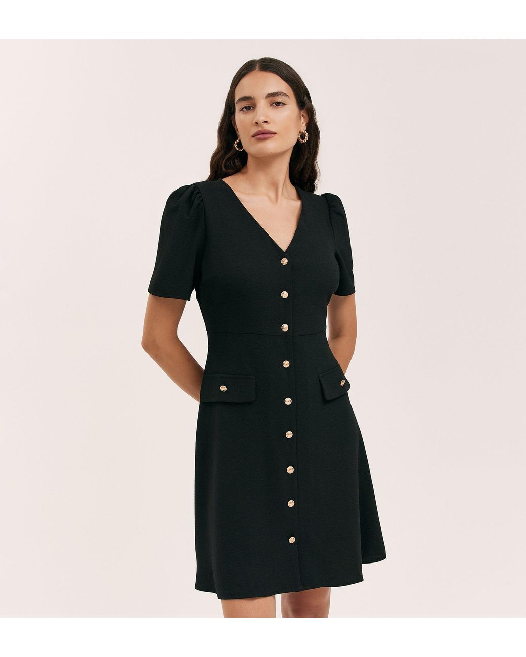 Finery London Black Lucille Crepe Short Dress