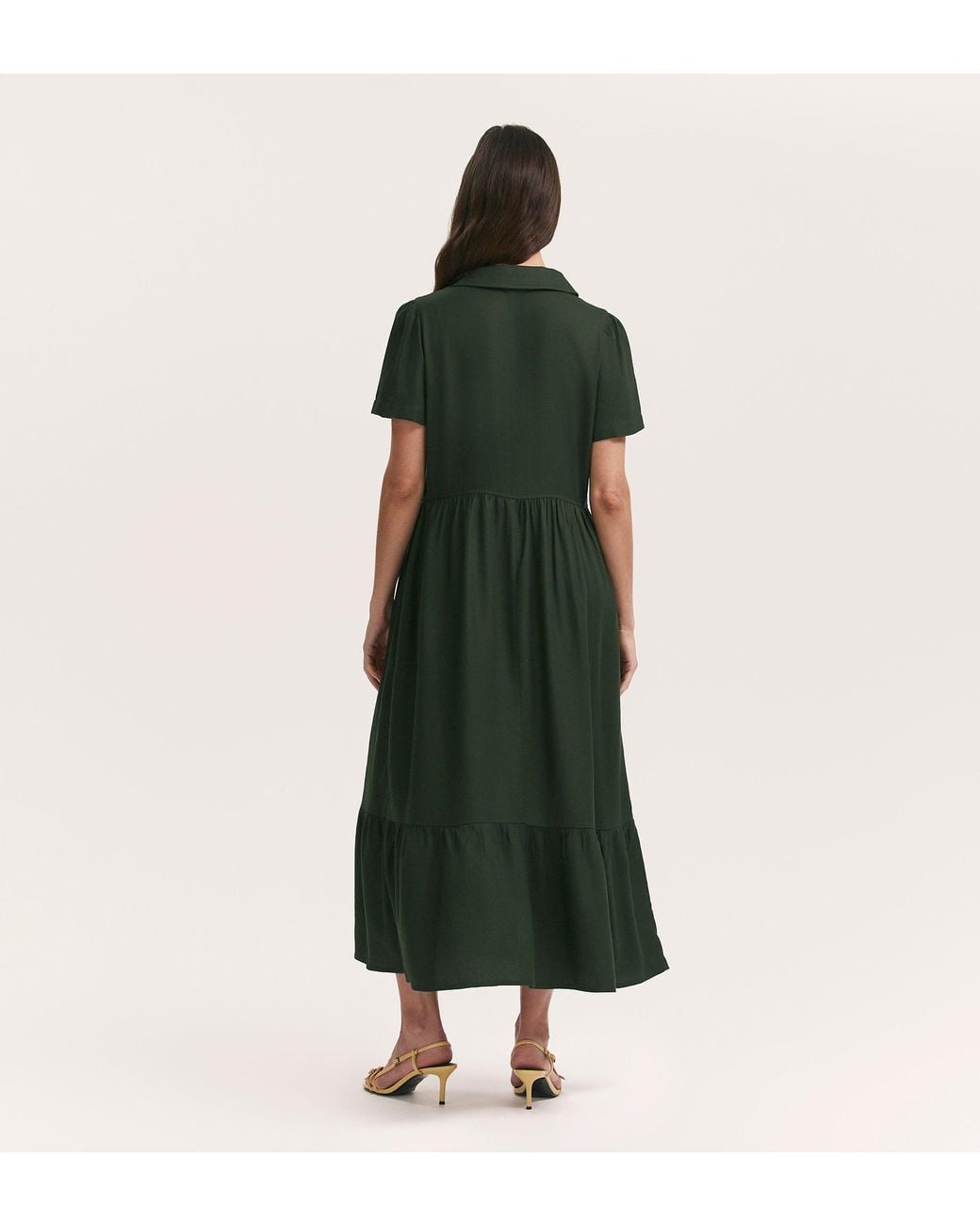 Finery London Green Orion Zip Front Midi Shirt Dress