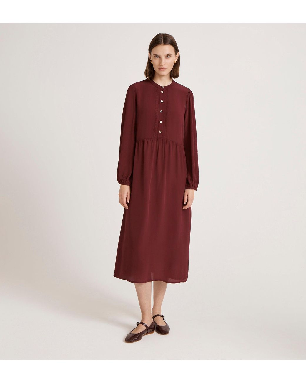 Finery London Red Jasmine Lace Trim Crepe Midi Dress