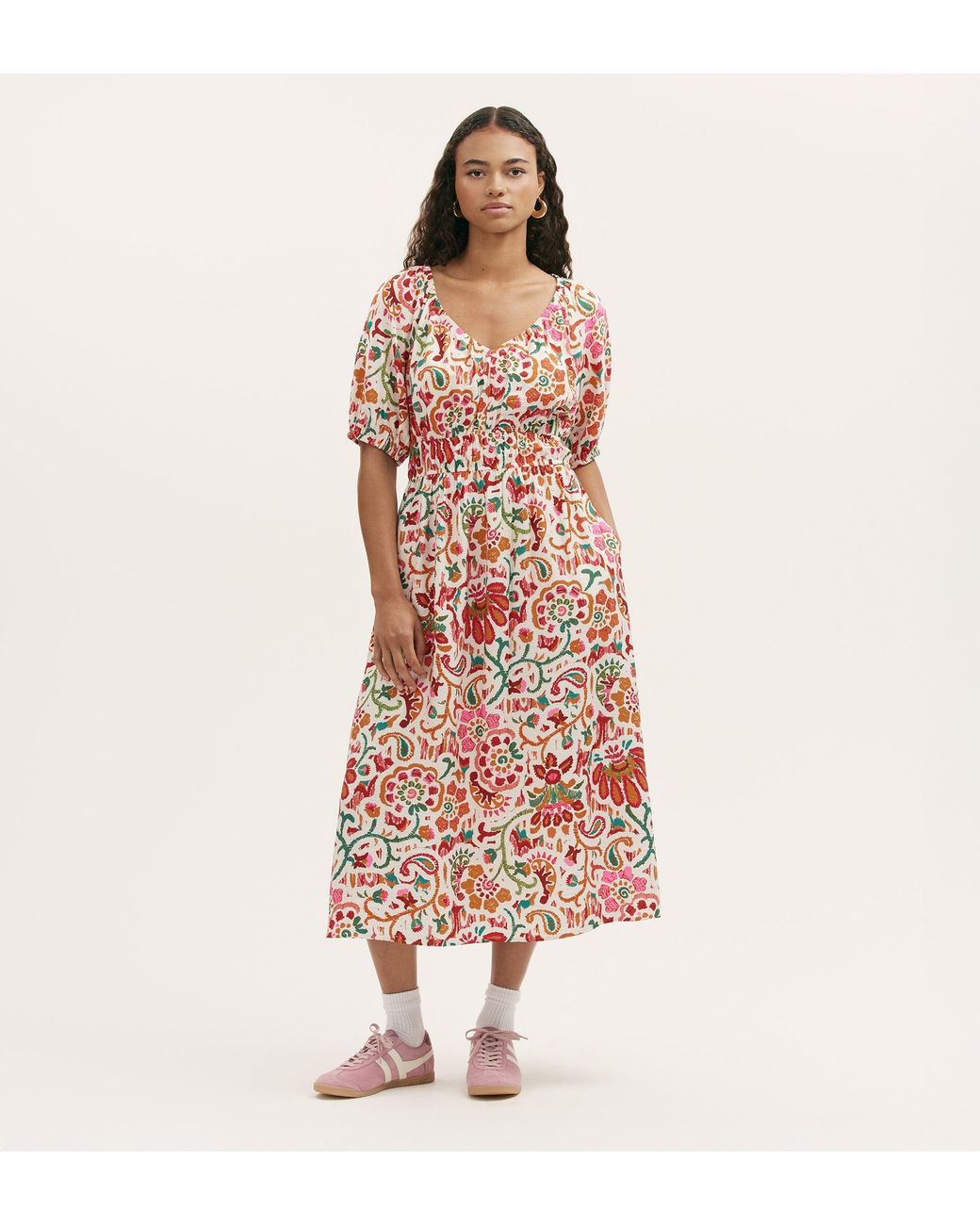 Finery London Pink Estee Midi Smock Dress