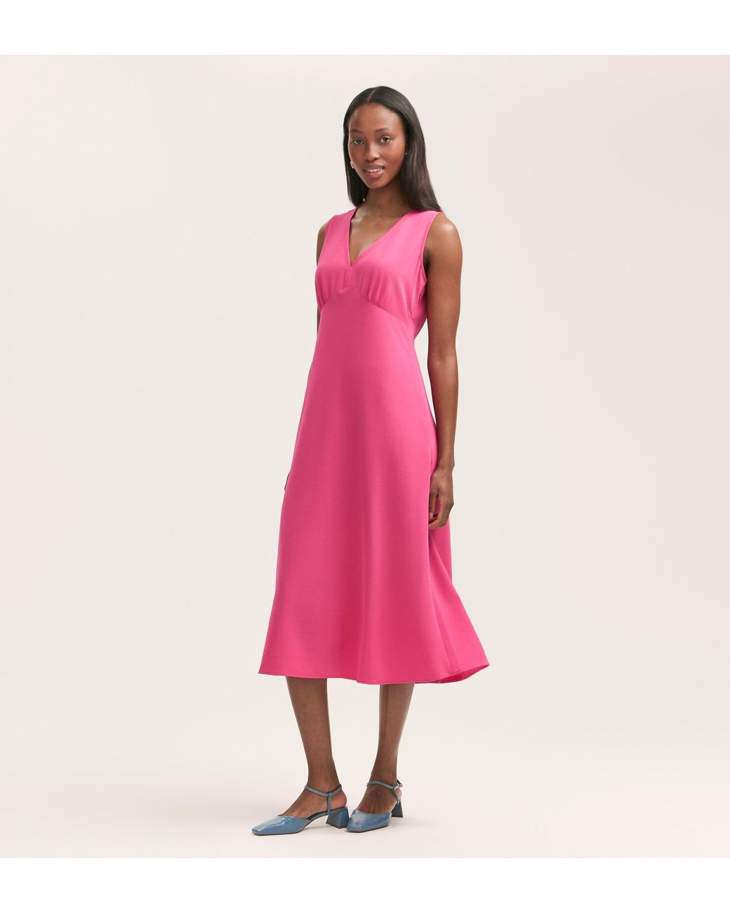 Finery London Pink Brionie Crepe Sleeveless Midi Dress