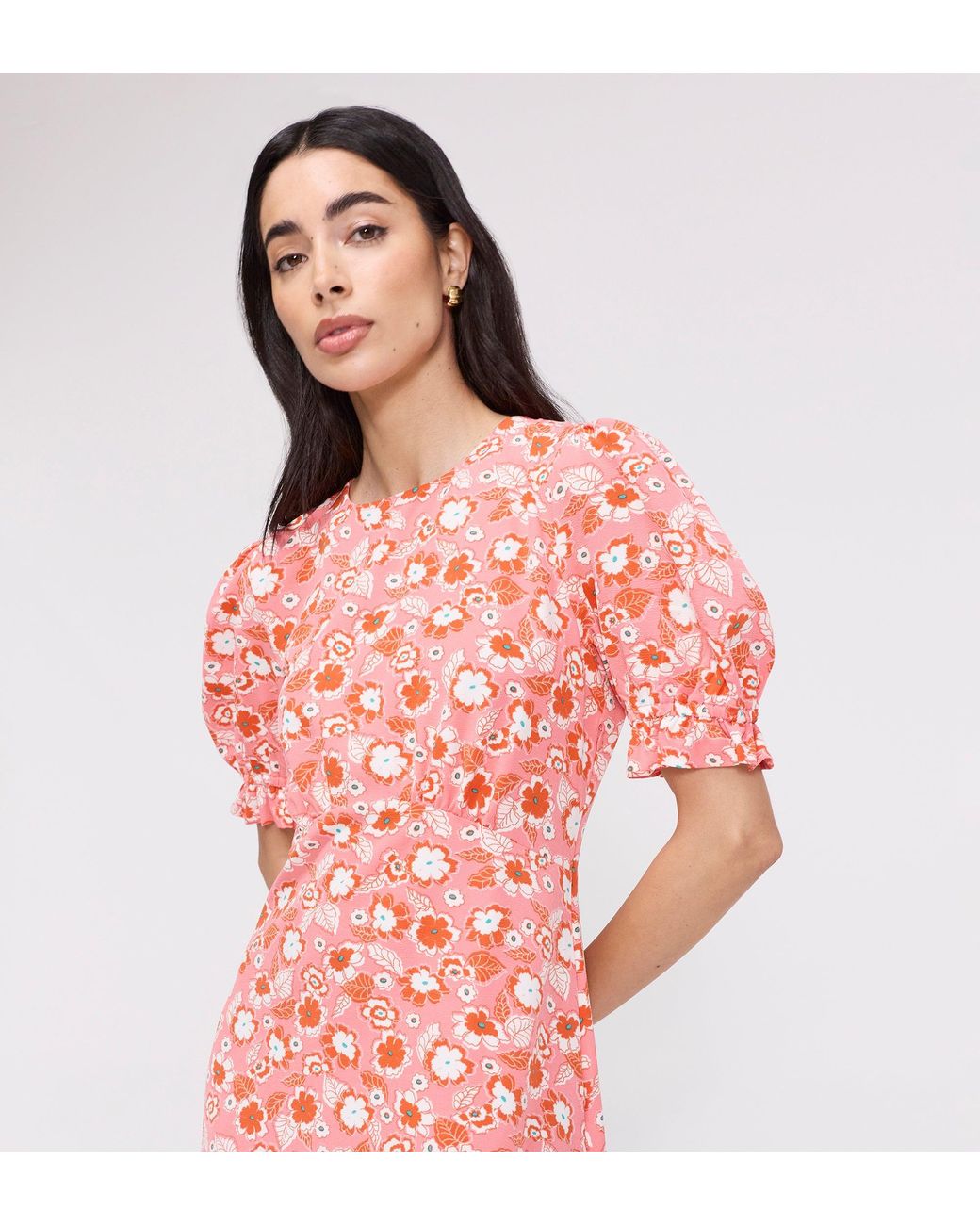 Finery London Pink Mela Midi Tea Dress