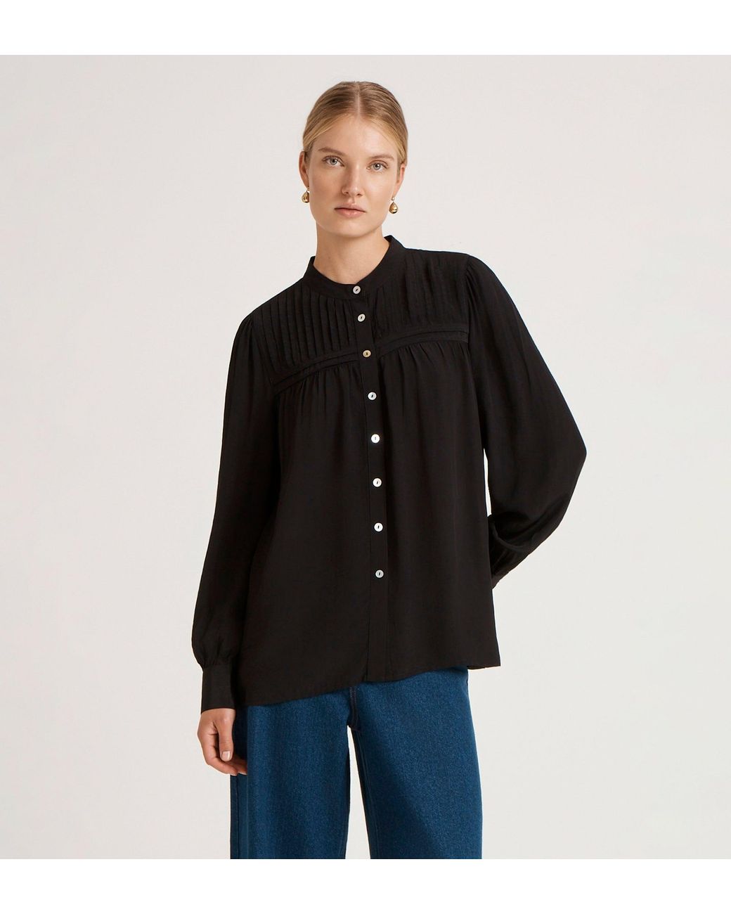 Finery London Black Andrea Crepe Blouse