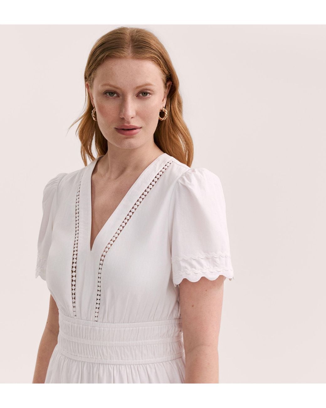 Finery London Pink Wren Cotton Midi Tiered Dress