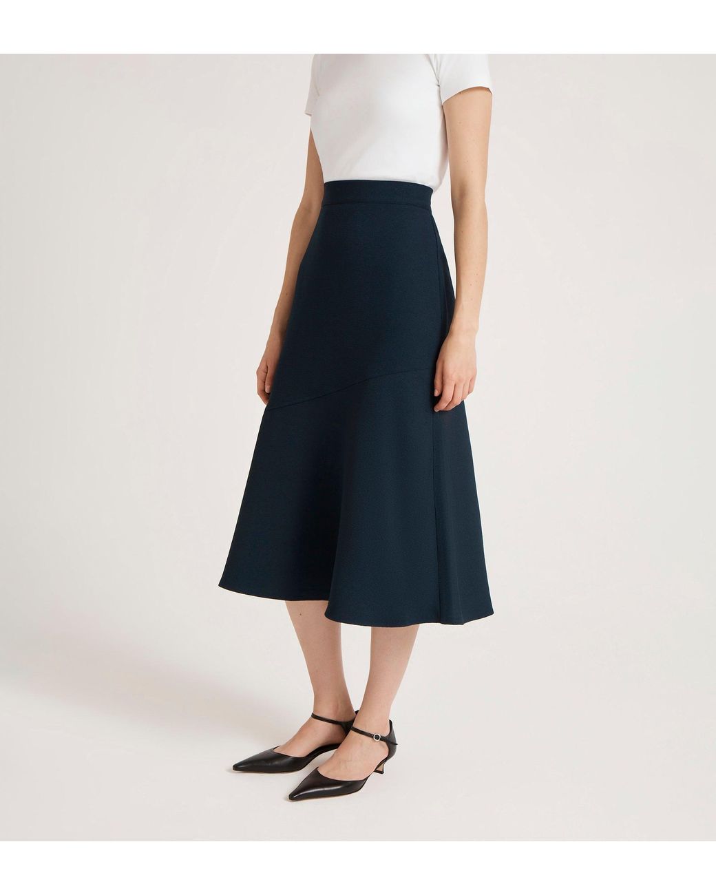 Finery London Blue Gracie Rich Crepe Midi Skirt