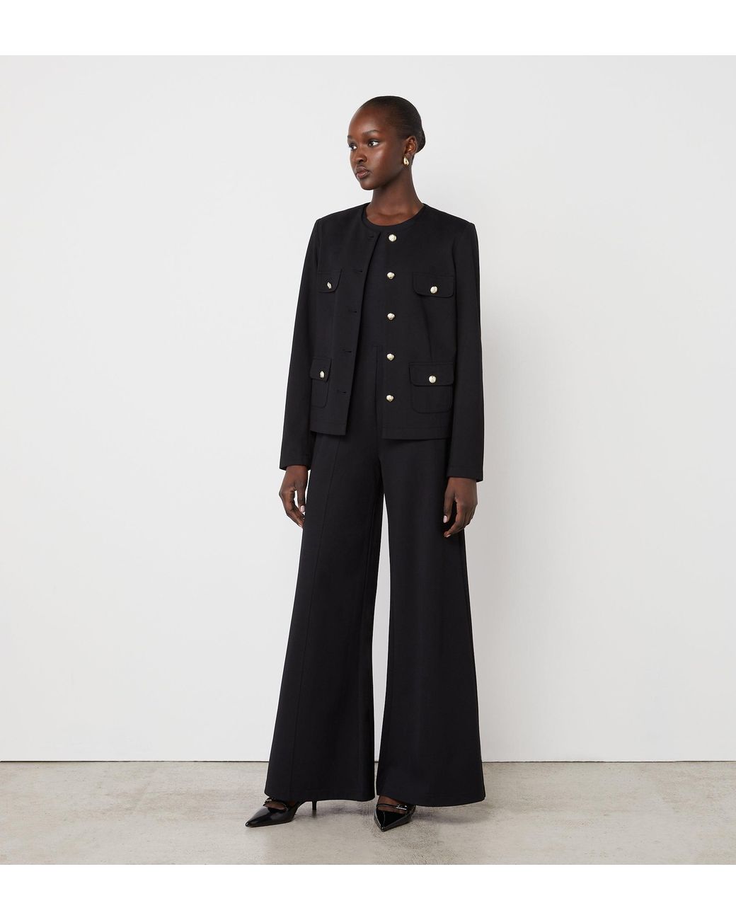 Finery London Black Matilda Ponte Jersey Trousers