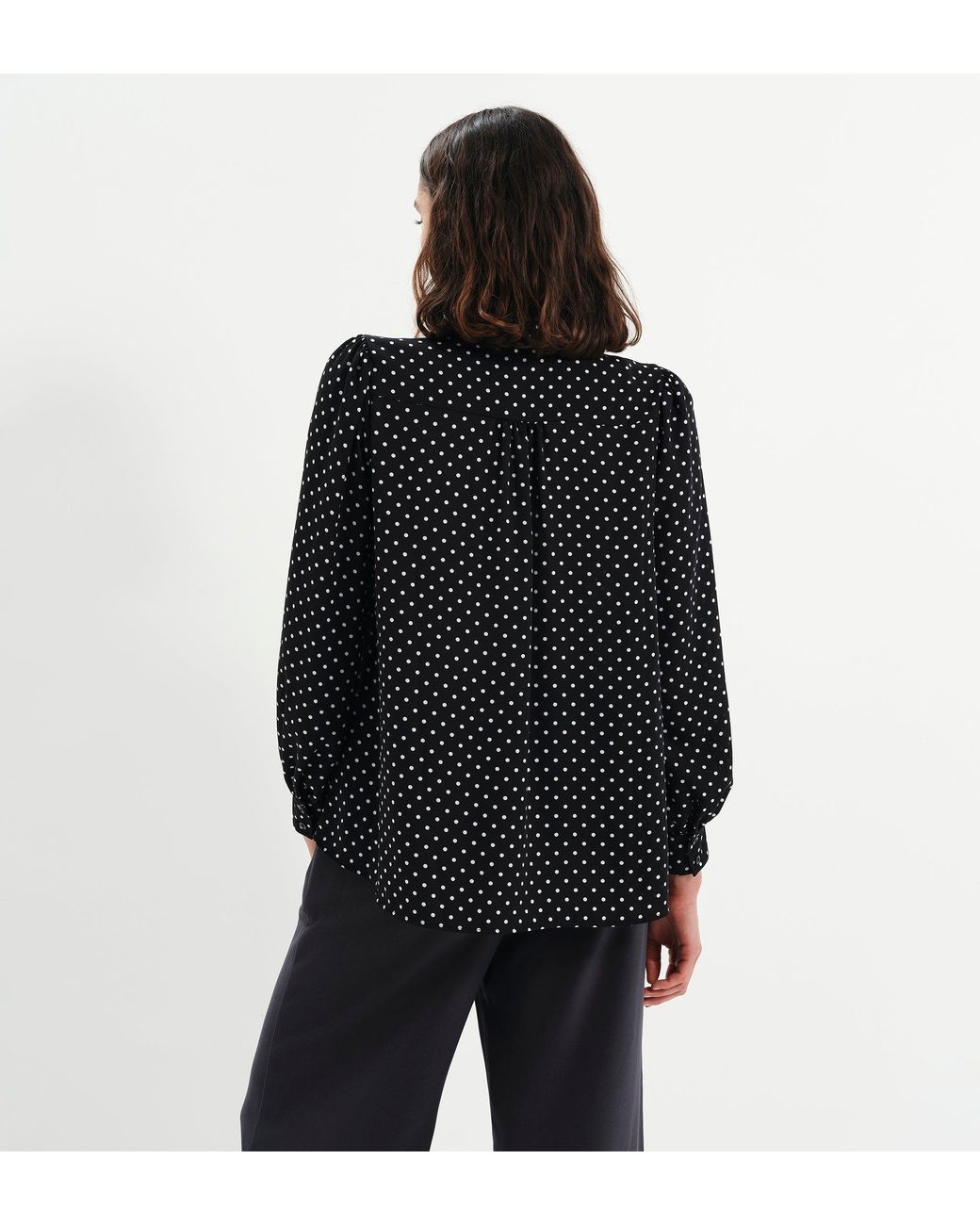 Finery London Black Melina Button Through Lightweight Yoke Blouse
