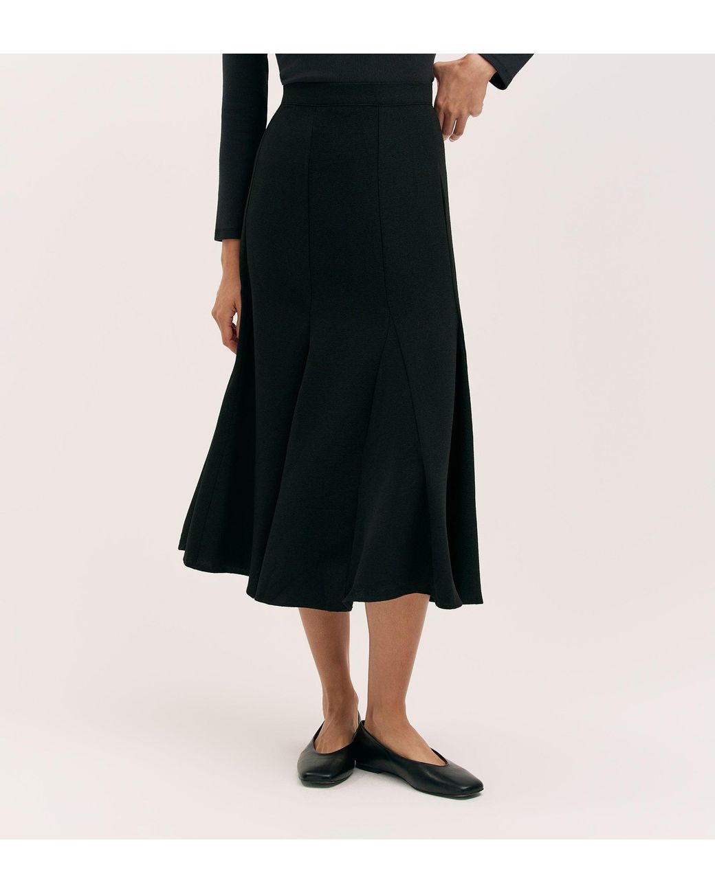 Finery London Black Fabiola Crepe Midi Skirt