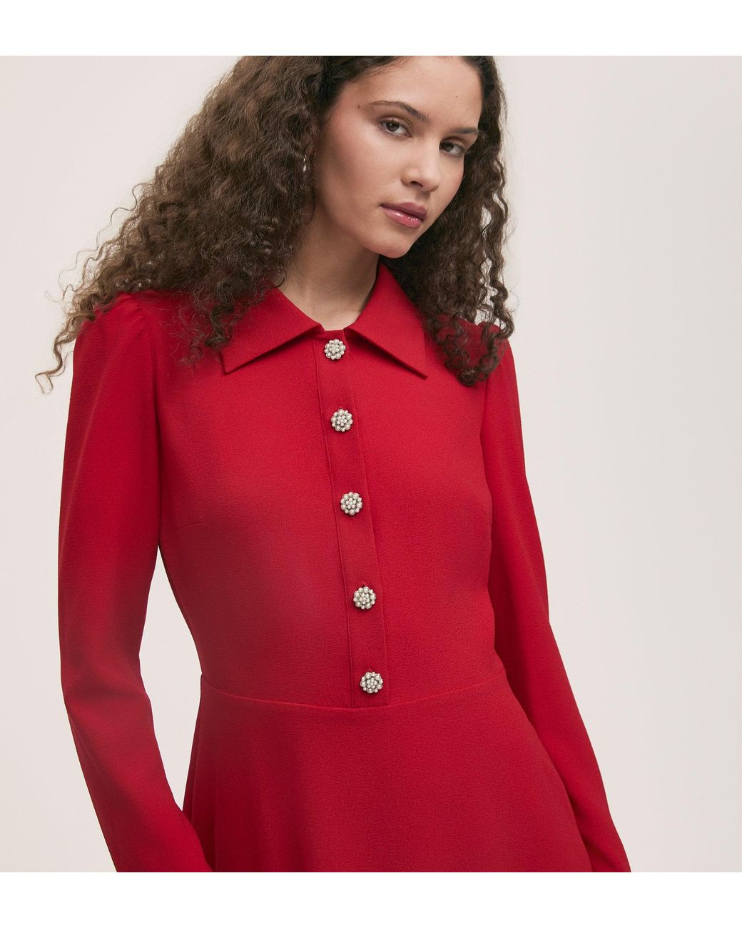 Finery London Red Lucia Crepe Midi Dress