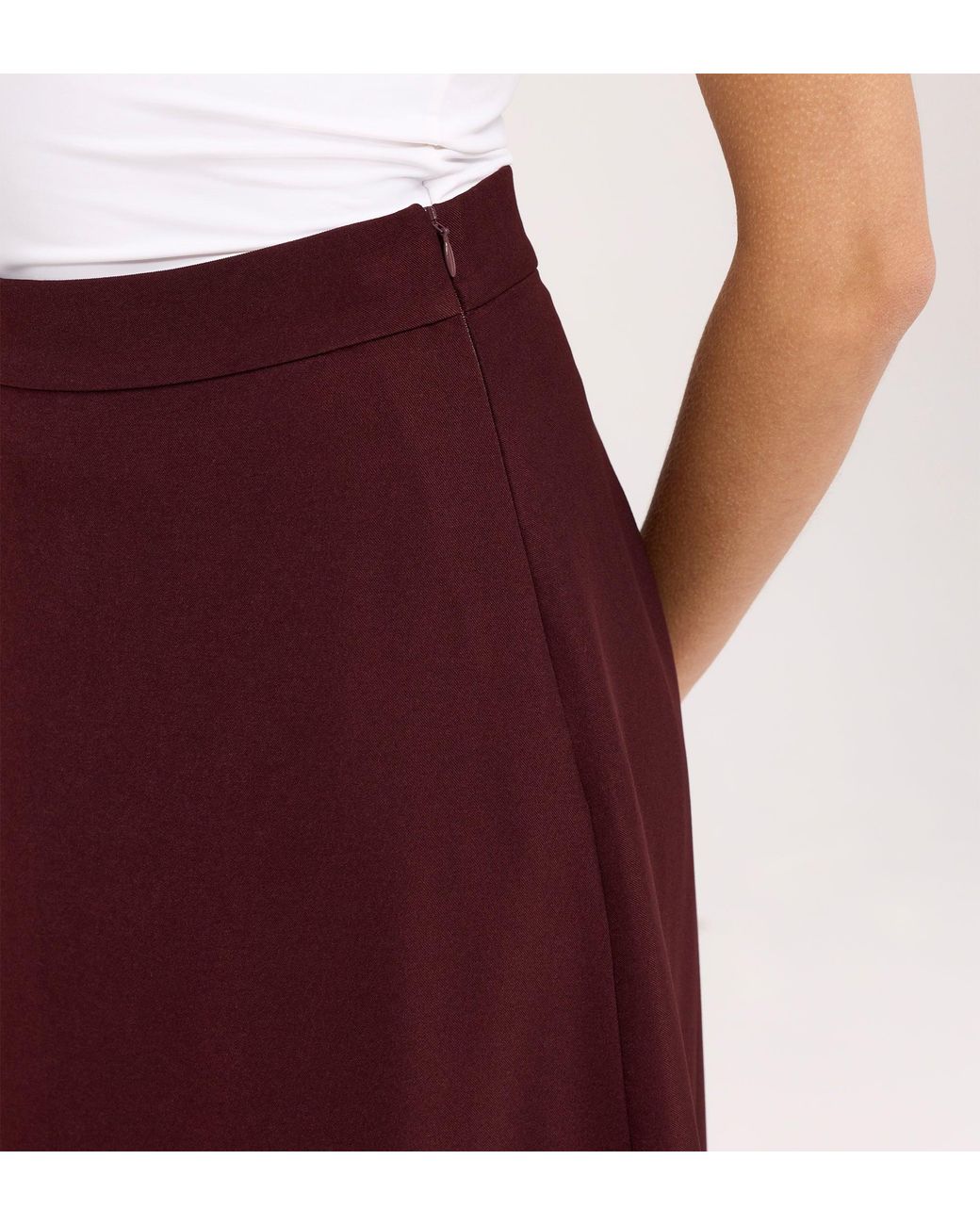 Finery London Red Ramona Gaberdine Twill Midi Skirt