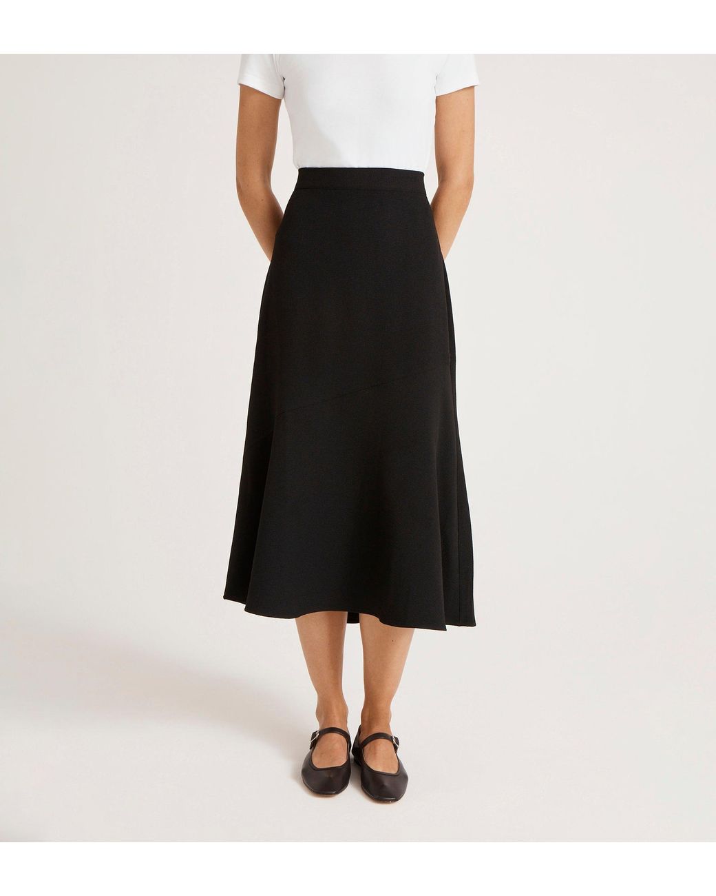 Finery London Black Gracie Rich Crepe Midi Skirt