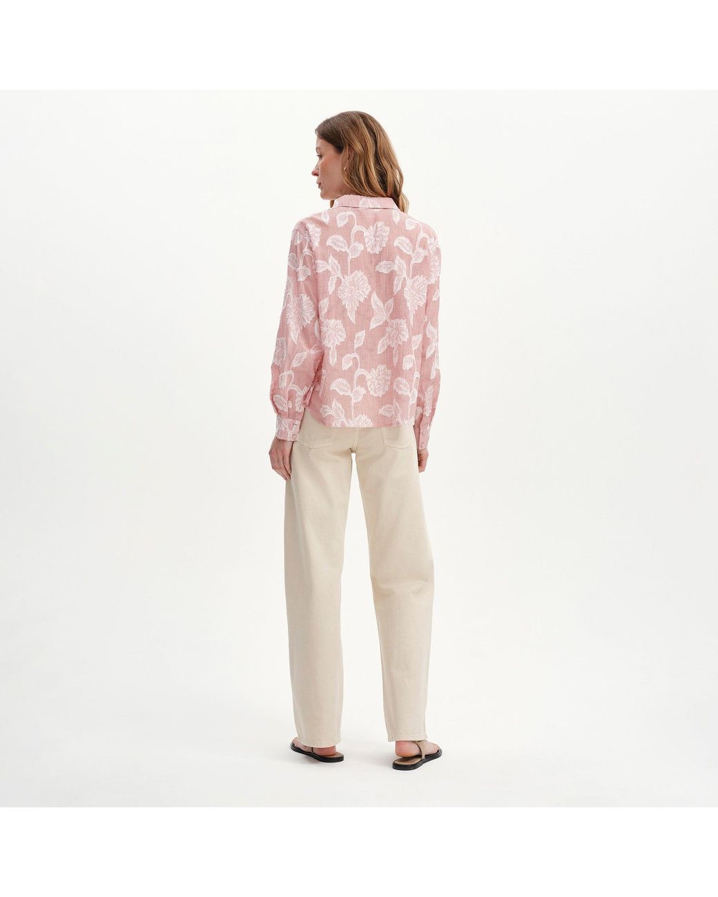 Finery London Pink Heidi Jacquard Stripe Long Sleeve Shirt