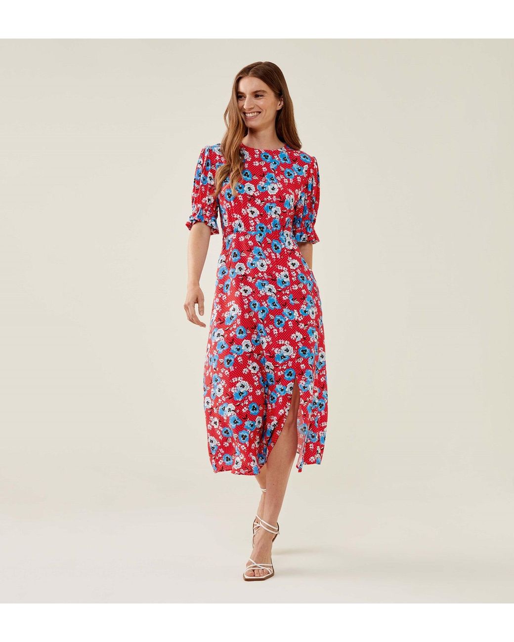 Finery London Red Jaylen Pansy Midi Dress