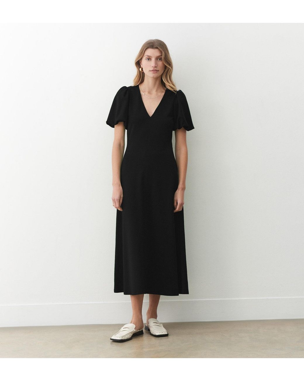Finery London Black Sophie Ponte Jersey Midi Dress