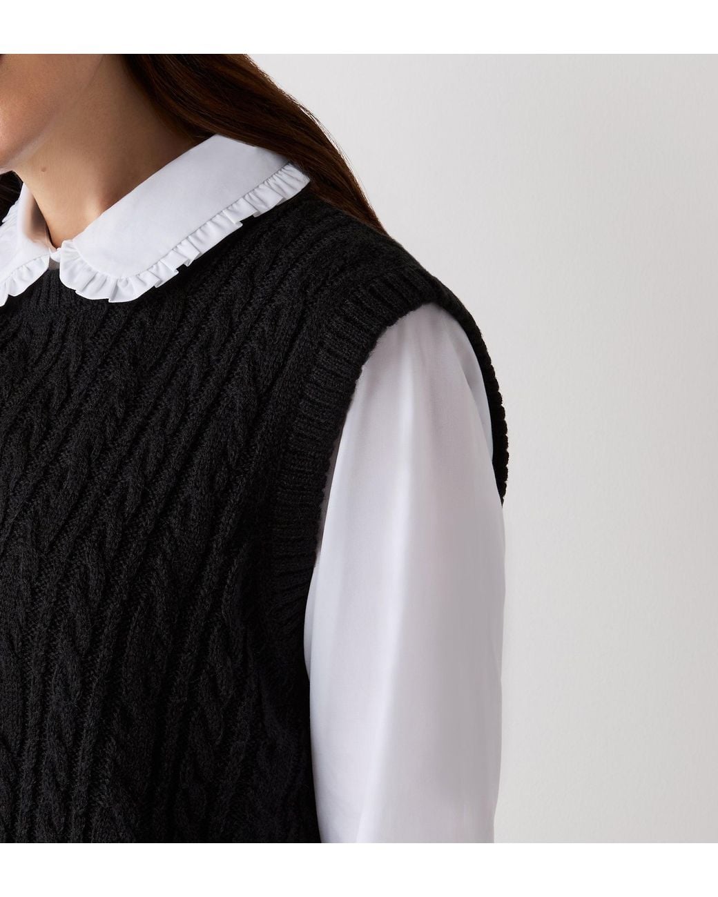 Finery London Black Primrose Crew Neck Knitted Vest