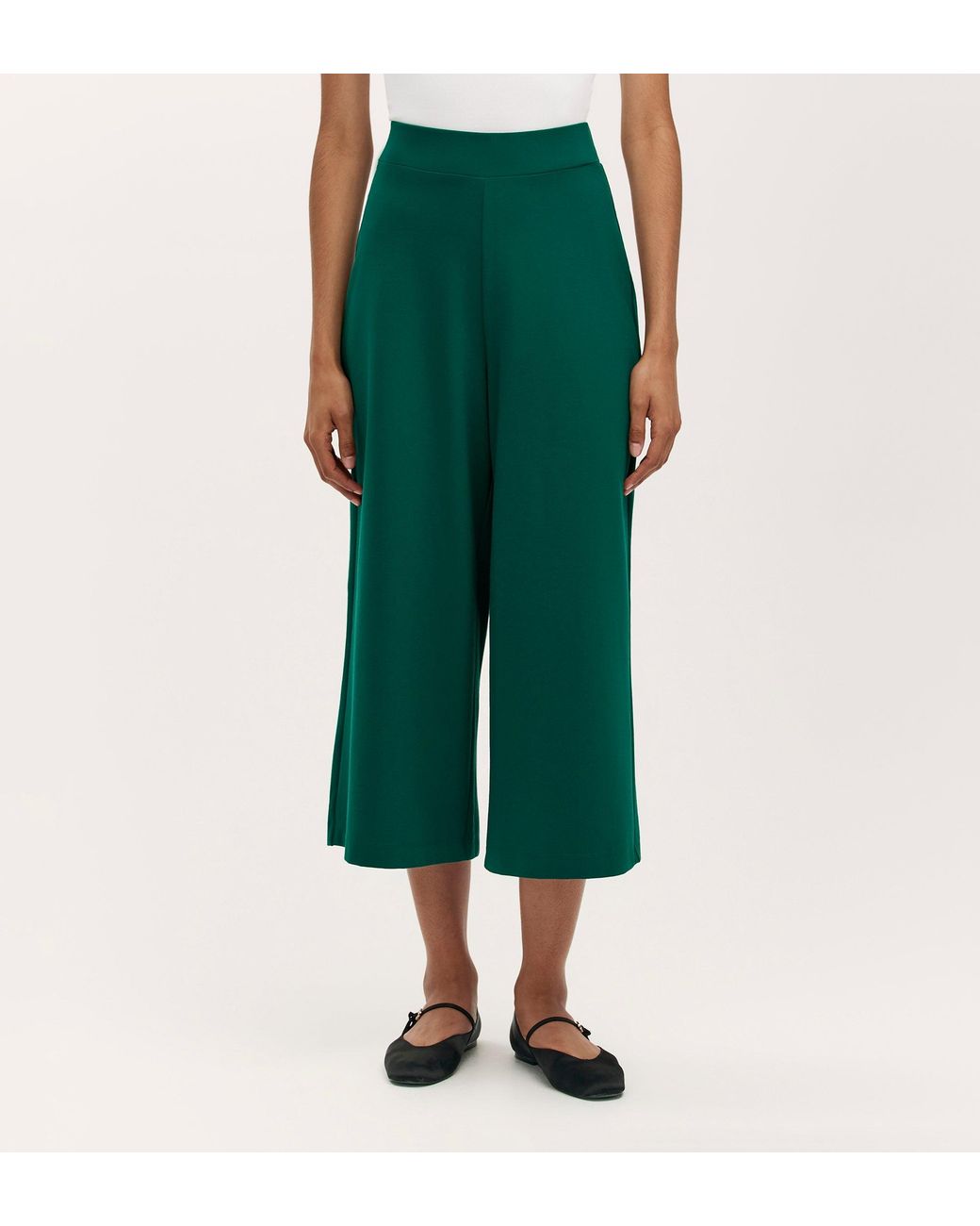 Finery London Green Miribel Ponte Jersey Wide Leg Trousers