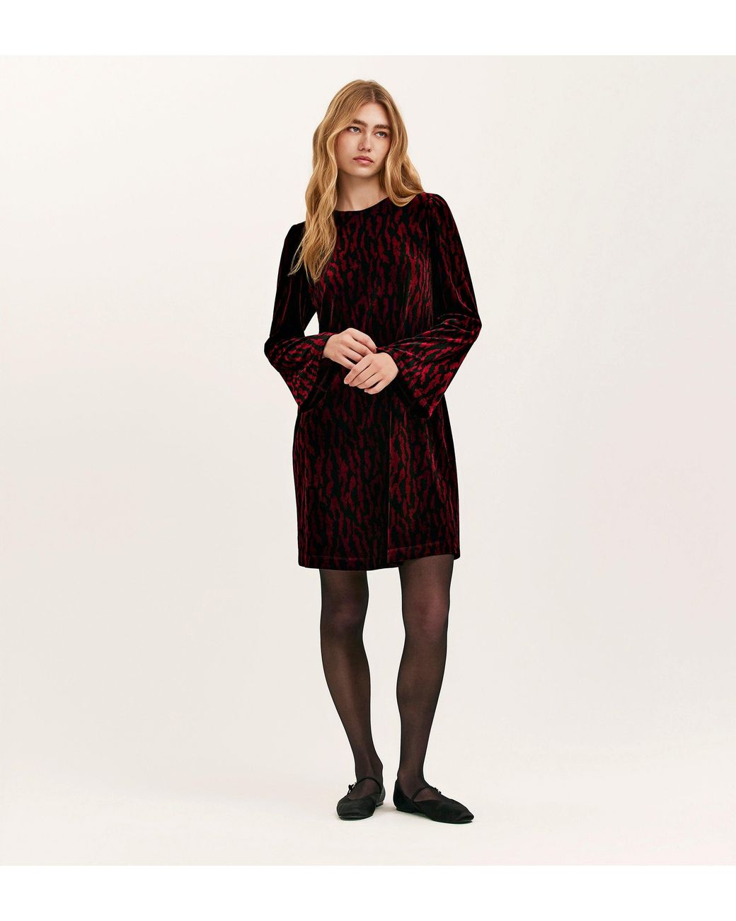 Finery London Black Hattie Jersey Velvet Short Dress