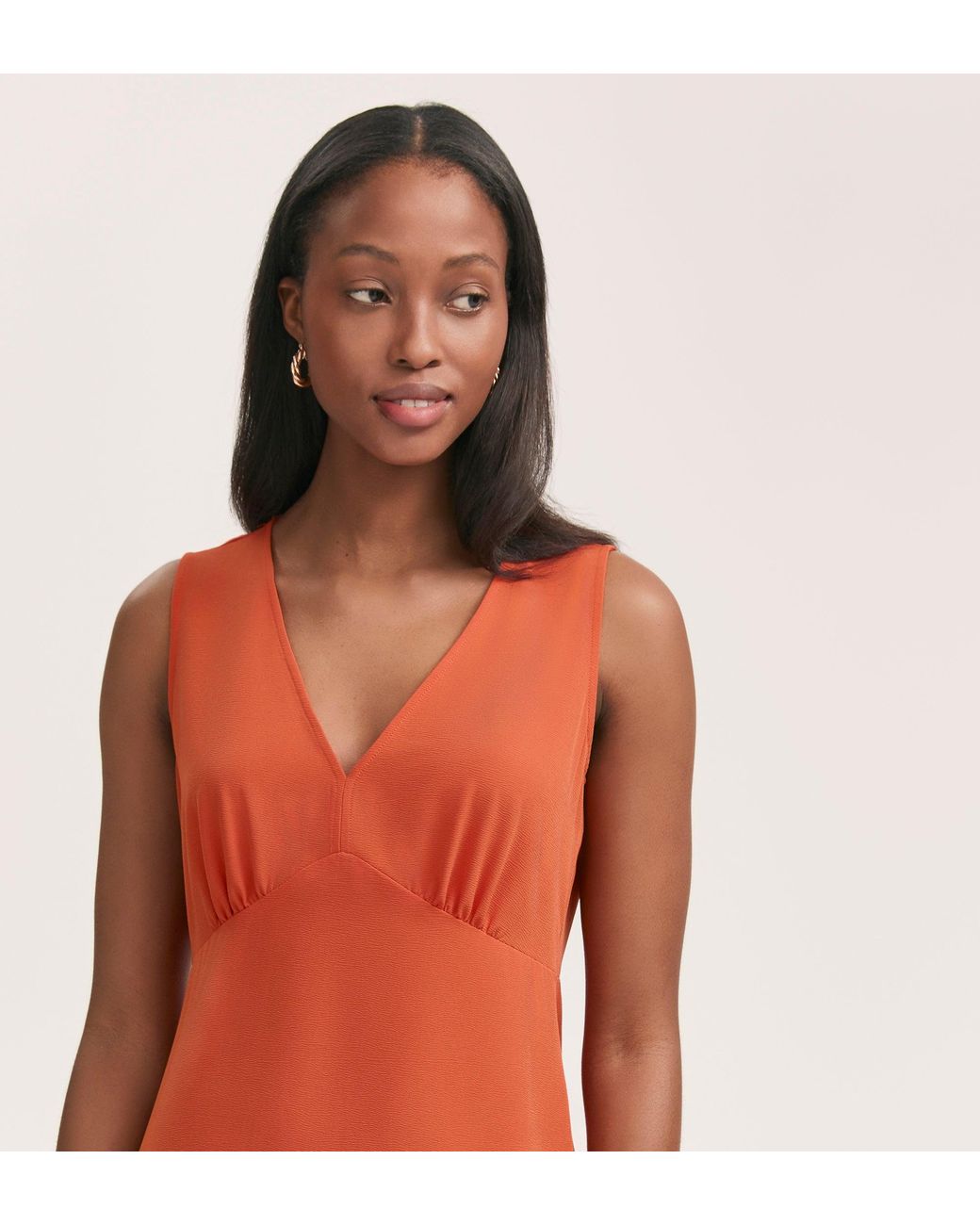 Finery London Red Brionie Crepe Sleeveless Midi Dress