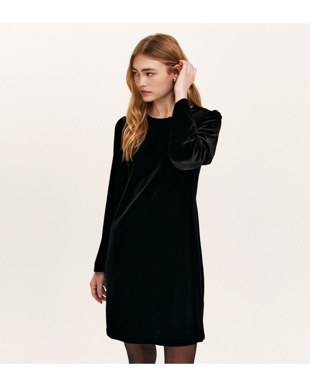 Finery London Black Hattie Velvet Short Dress
