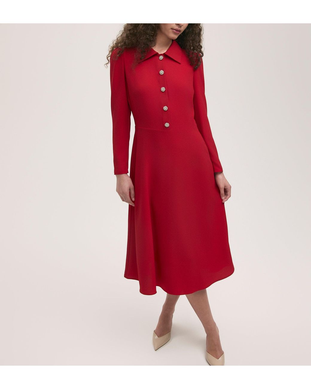 Finery London Red Lucia Crepe Midi Dress