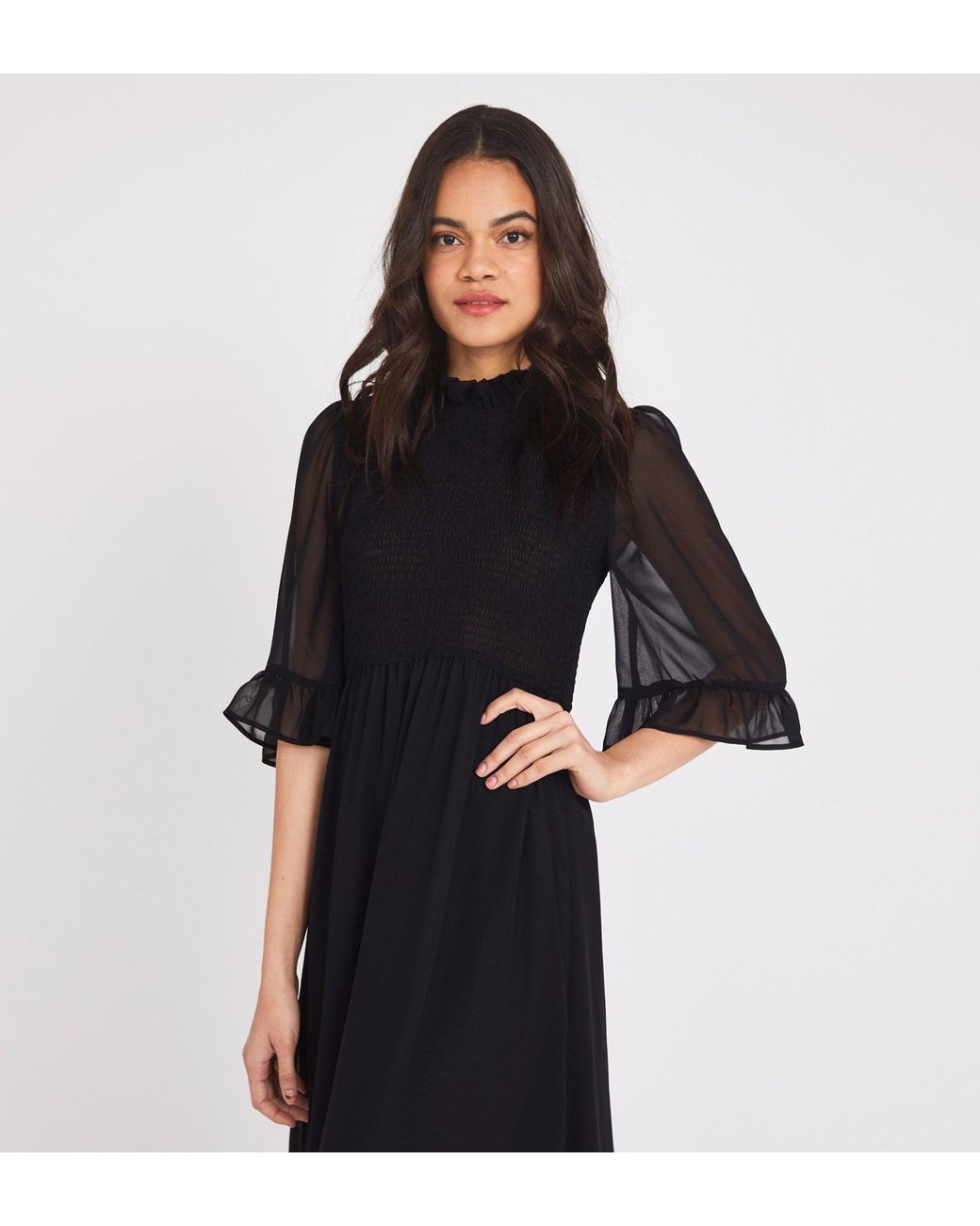 Finery London Black Jayda Midi Dress