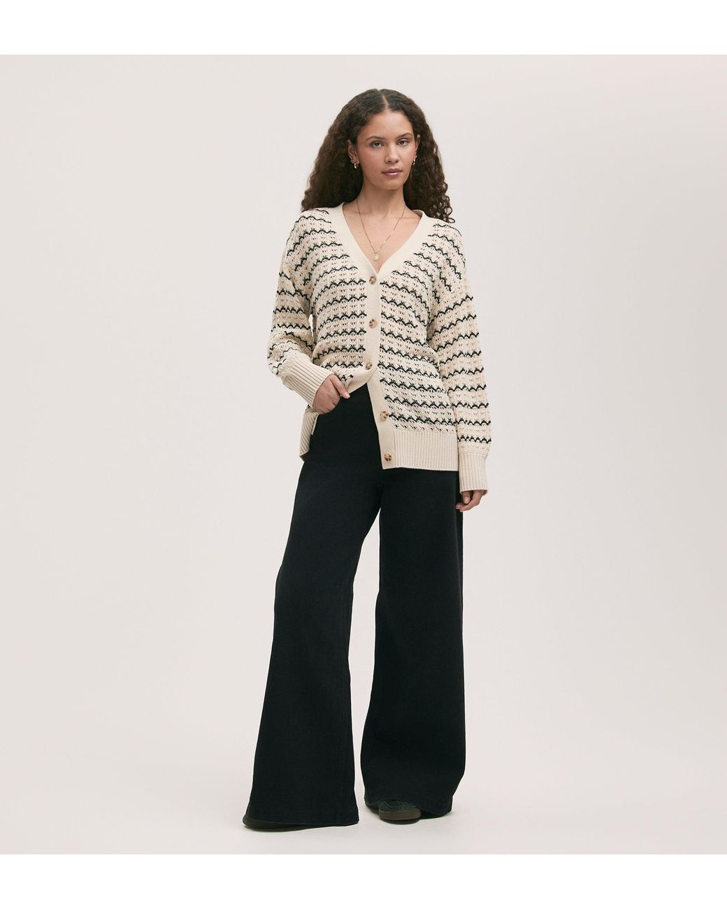 Finery London Natural Alena Crochet Cardigan