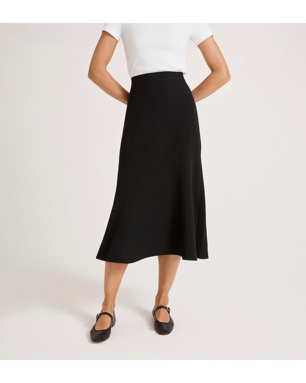 Finery London Black Gracie Rich Crepe Midi Skirt