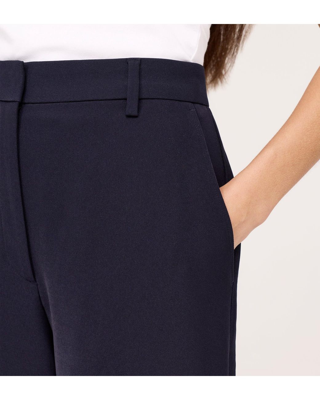 Finery London Blue Addie Gaberdine Twill Wide Leg Trousers