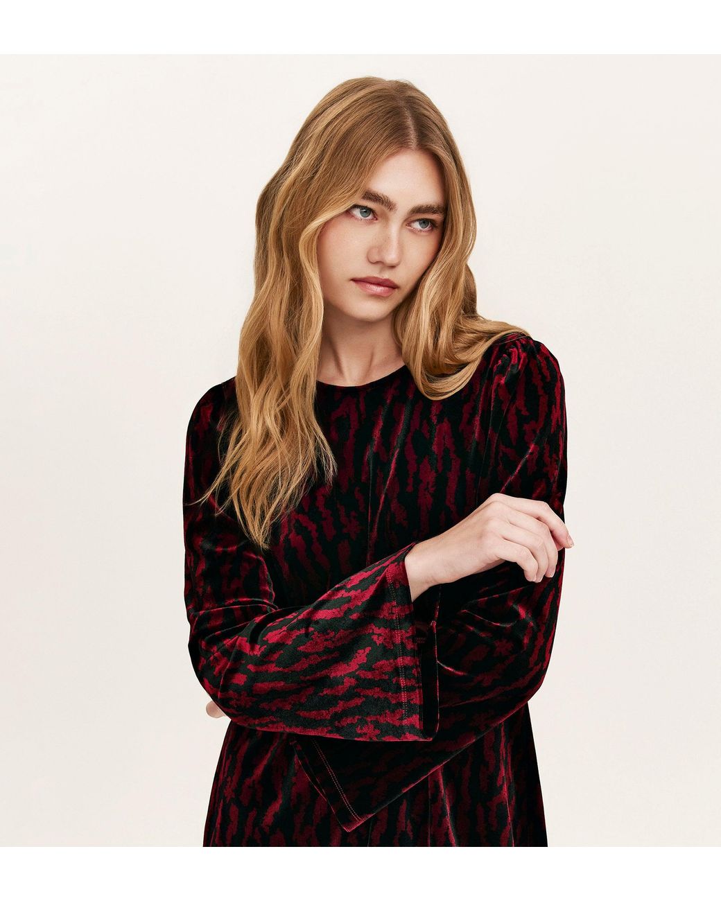 Finery London Black Hattie Jersey Velvet Short Dress