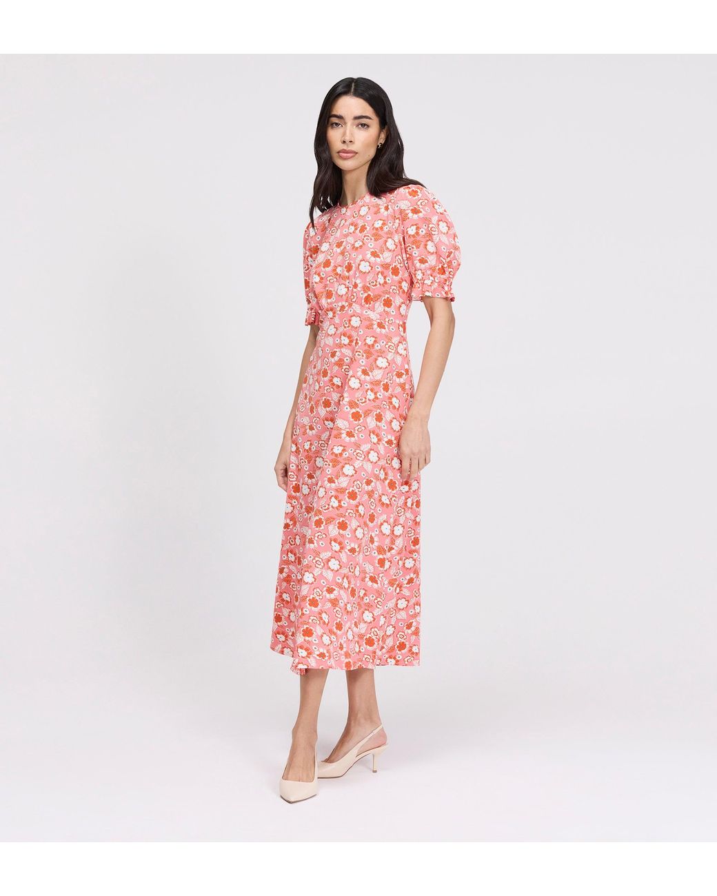 Finery London Pink Mela Midi Tea Dress