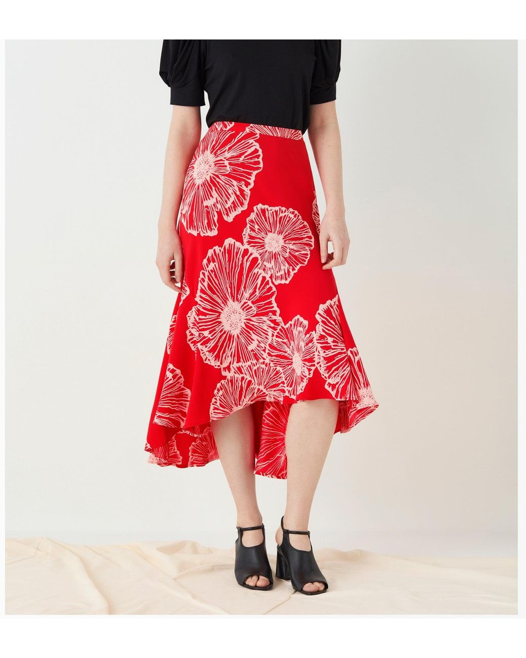 Finery London Red Mardale Printed Skirt
