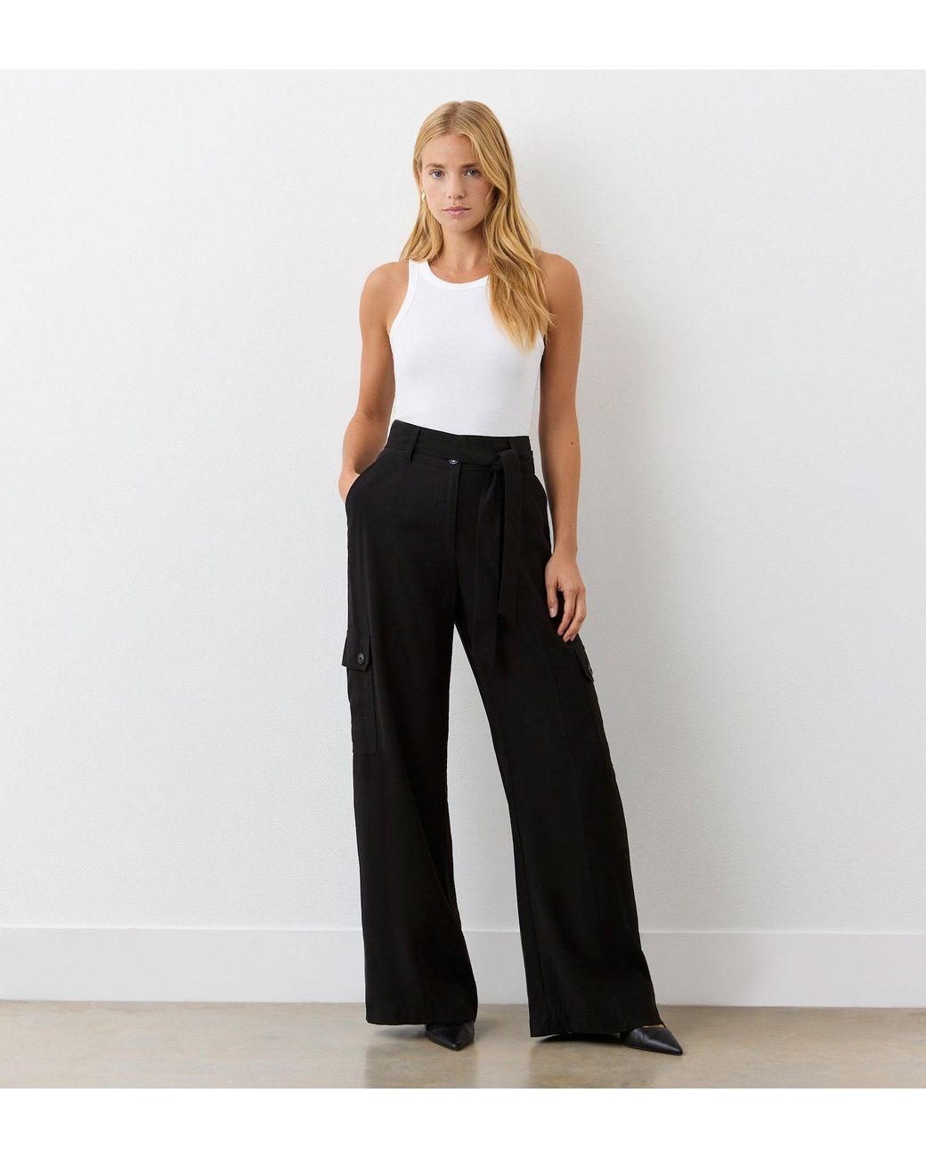 Finery London Black Maxine Wide Leg Trousers