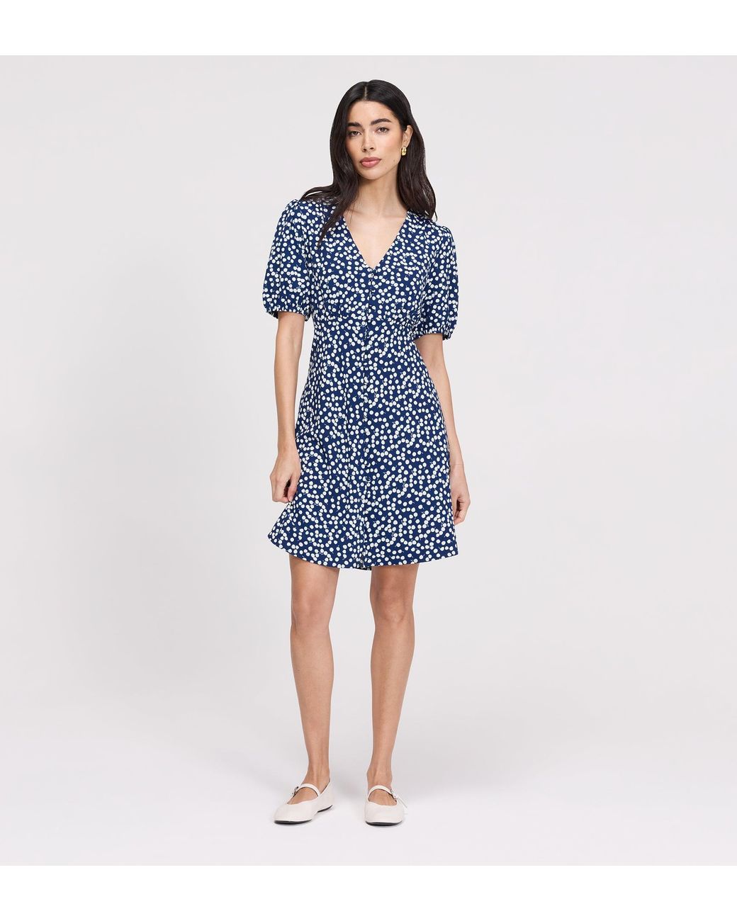 Finery London Blue Ensley Button Through Short Dress