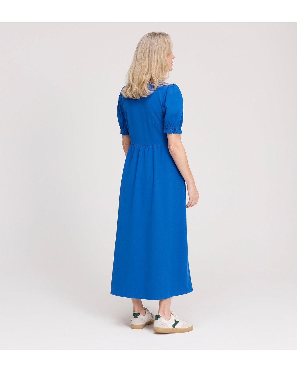 Finery London Blue Samantha Cobalt Button Through Midi Dress