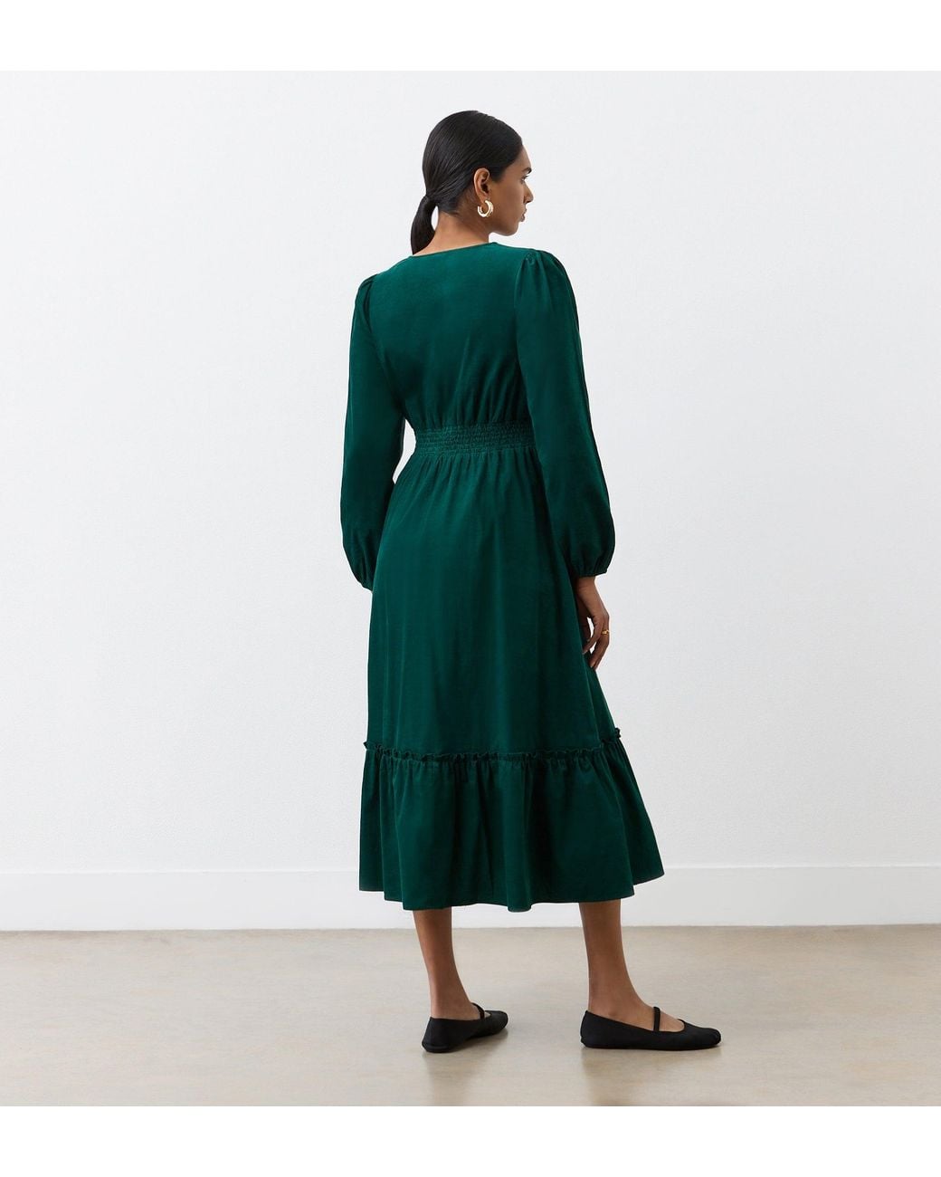 Finery London Green Arizona Corduroy Midi Dress