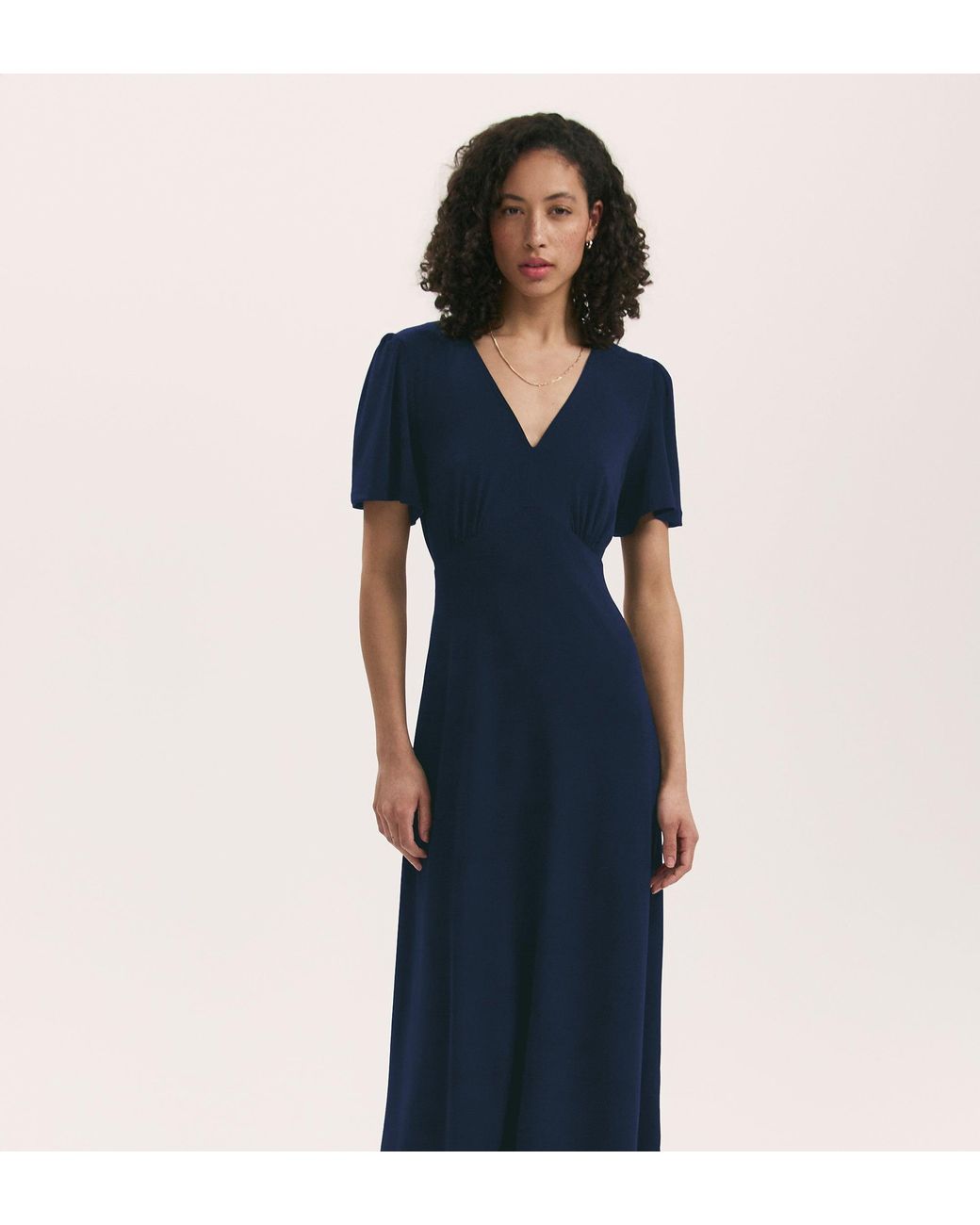 Finery London Blue April Jersey Midi Dress