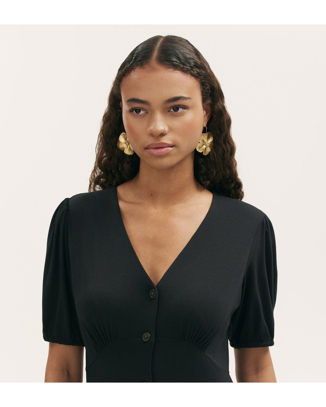 Finery London Black Milena Jersey Midi Dress
