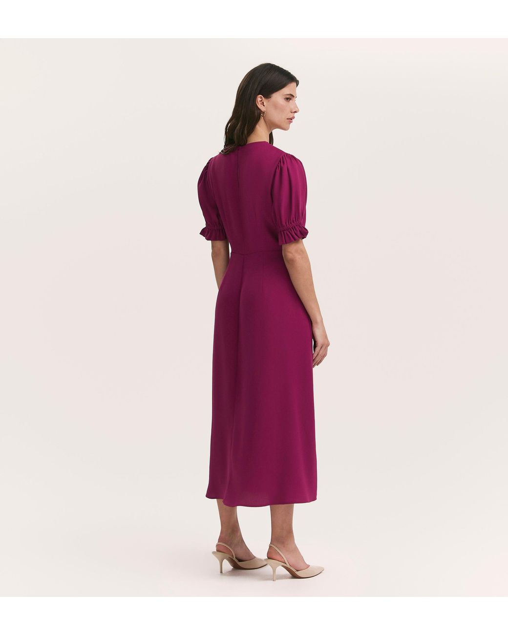 Finery London Purple Mela Chiffon Midi Tea Dress