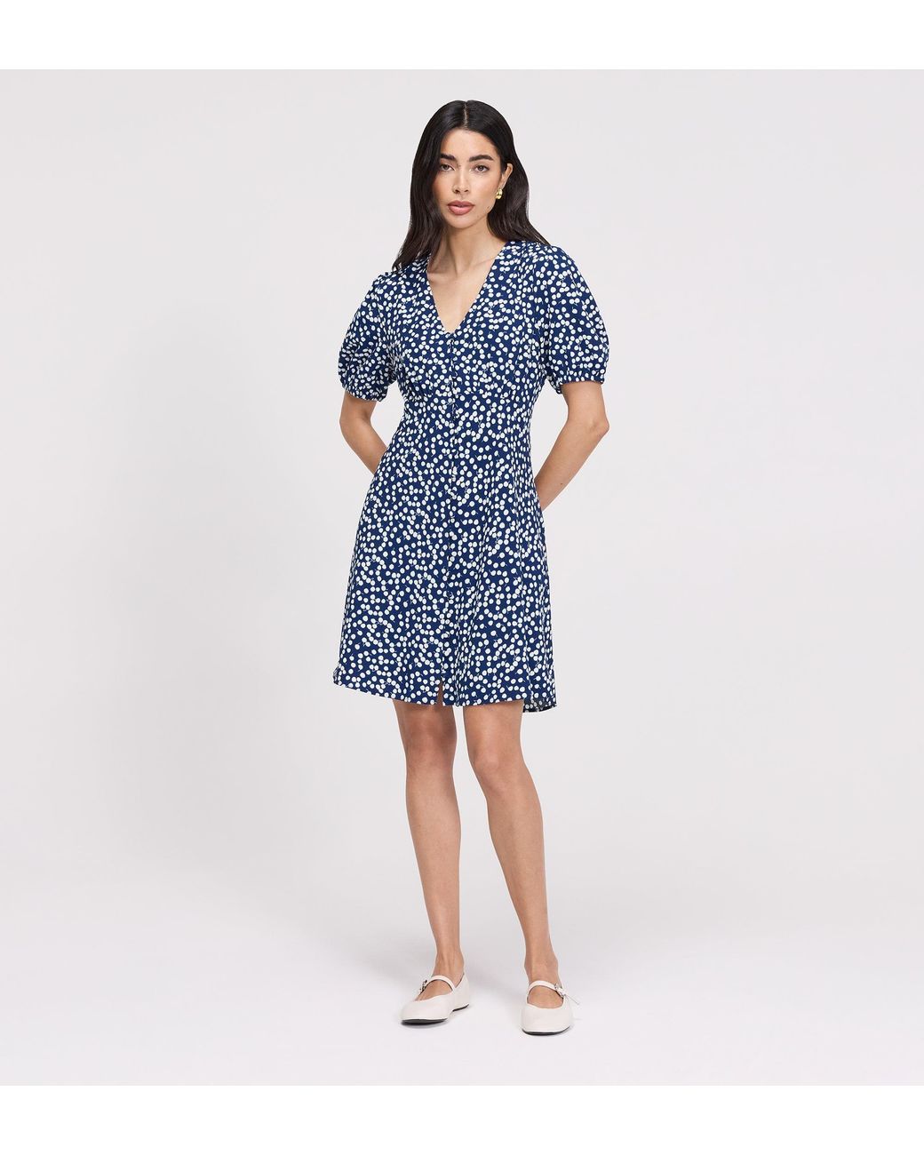 Finery London Blue Ensley Button Through Short Dress