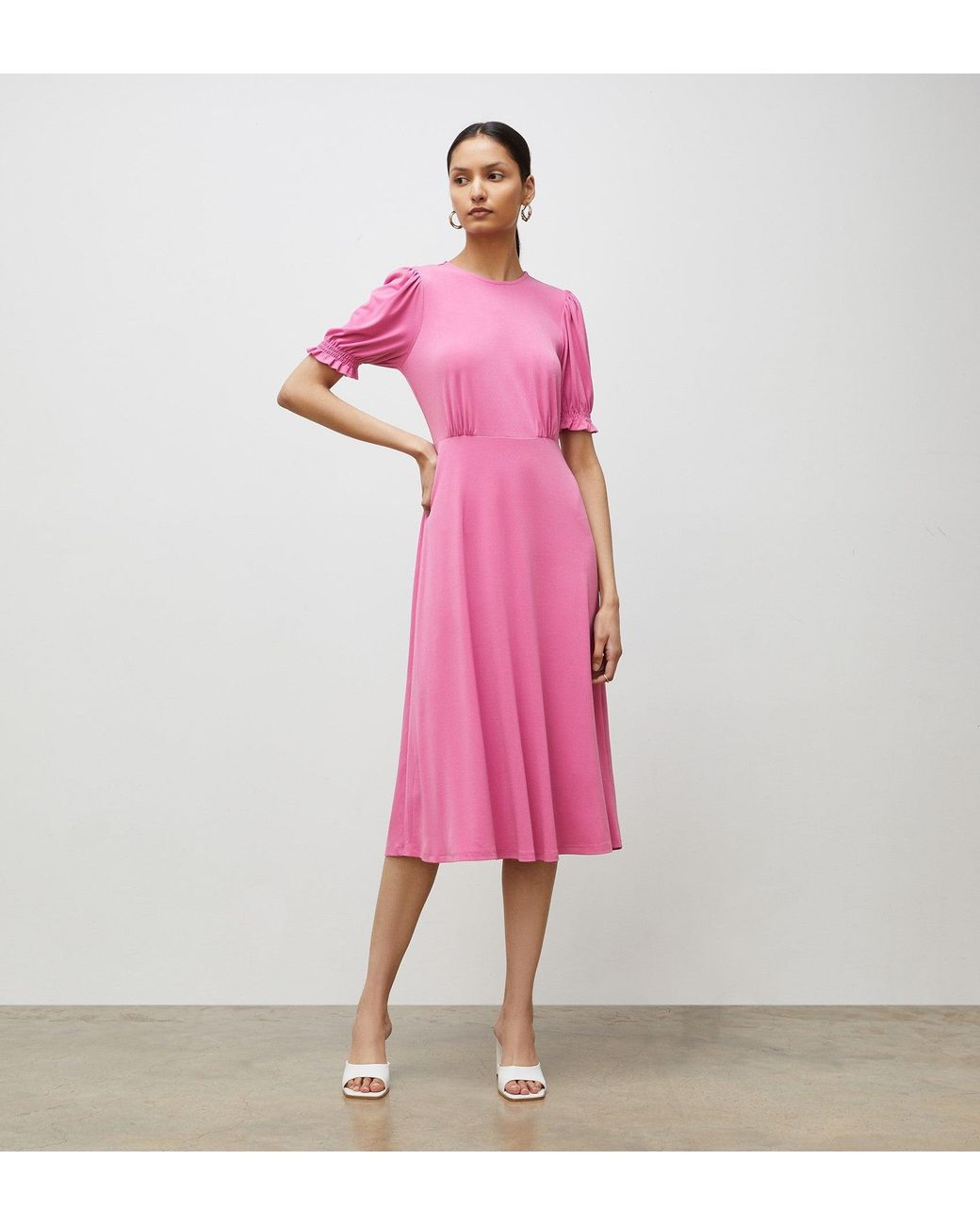 Finery London Pink Lilybelle Jersey Crepe Midi Dress