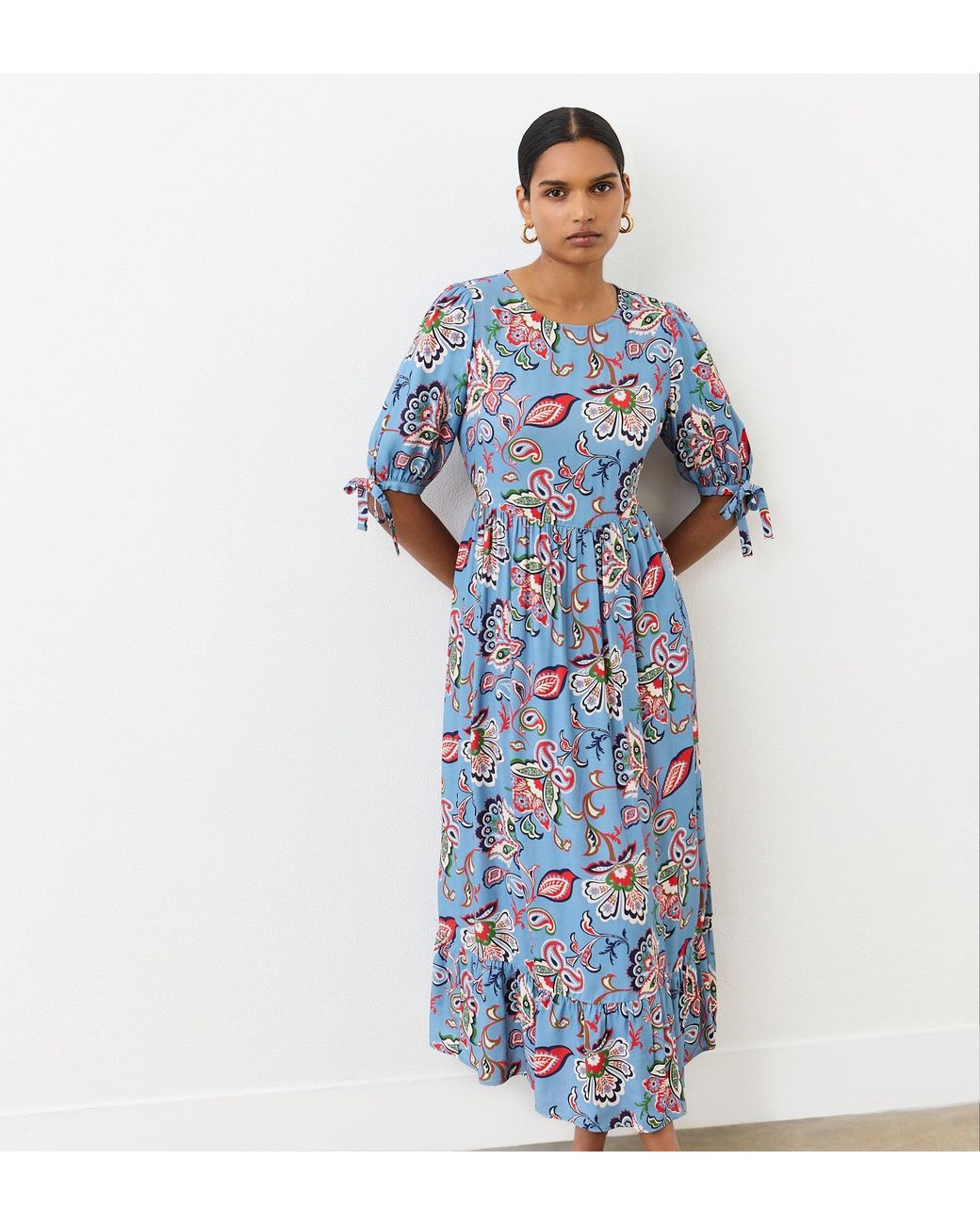 Finery London Blue Gwen Midi Smock Dress