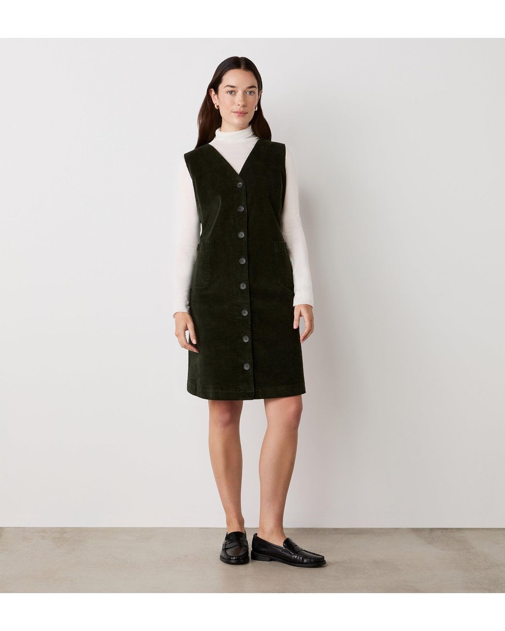 Finery London Black Reneka Corduroy Knee Length Dress