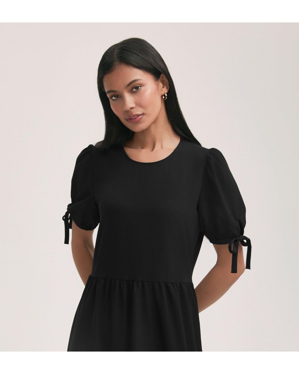 Finery London Black Demi Crepe Tiered Midi Dress