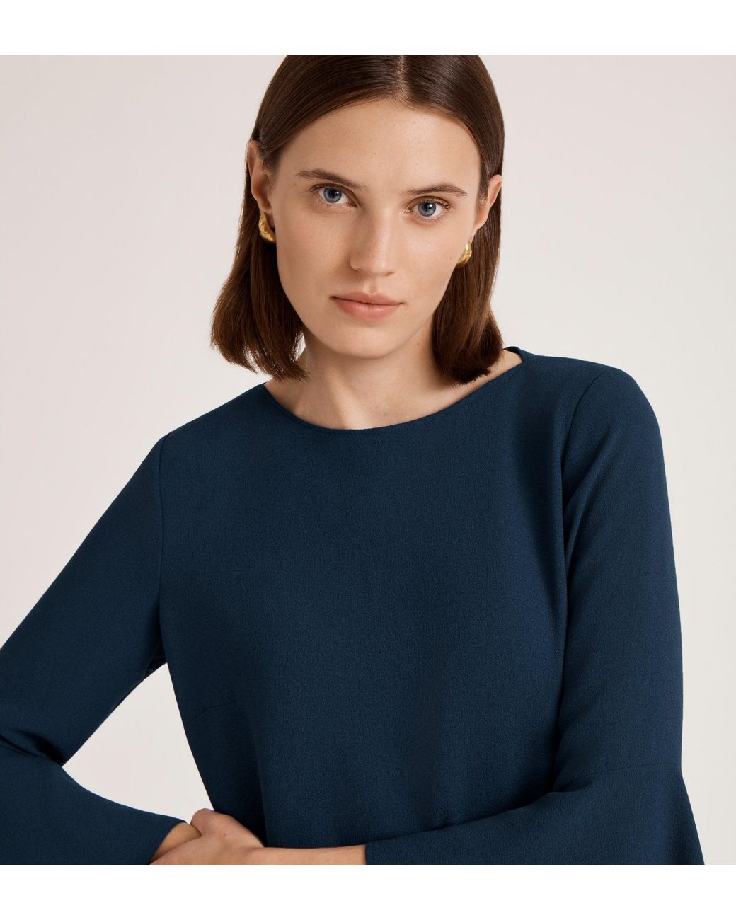 Finery London Blue Izzy Crepe Knee Length Dress