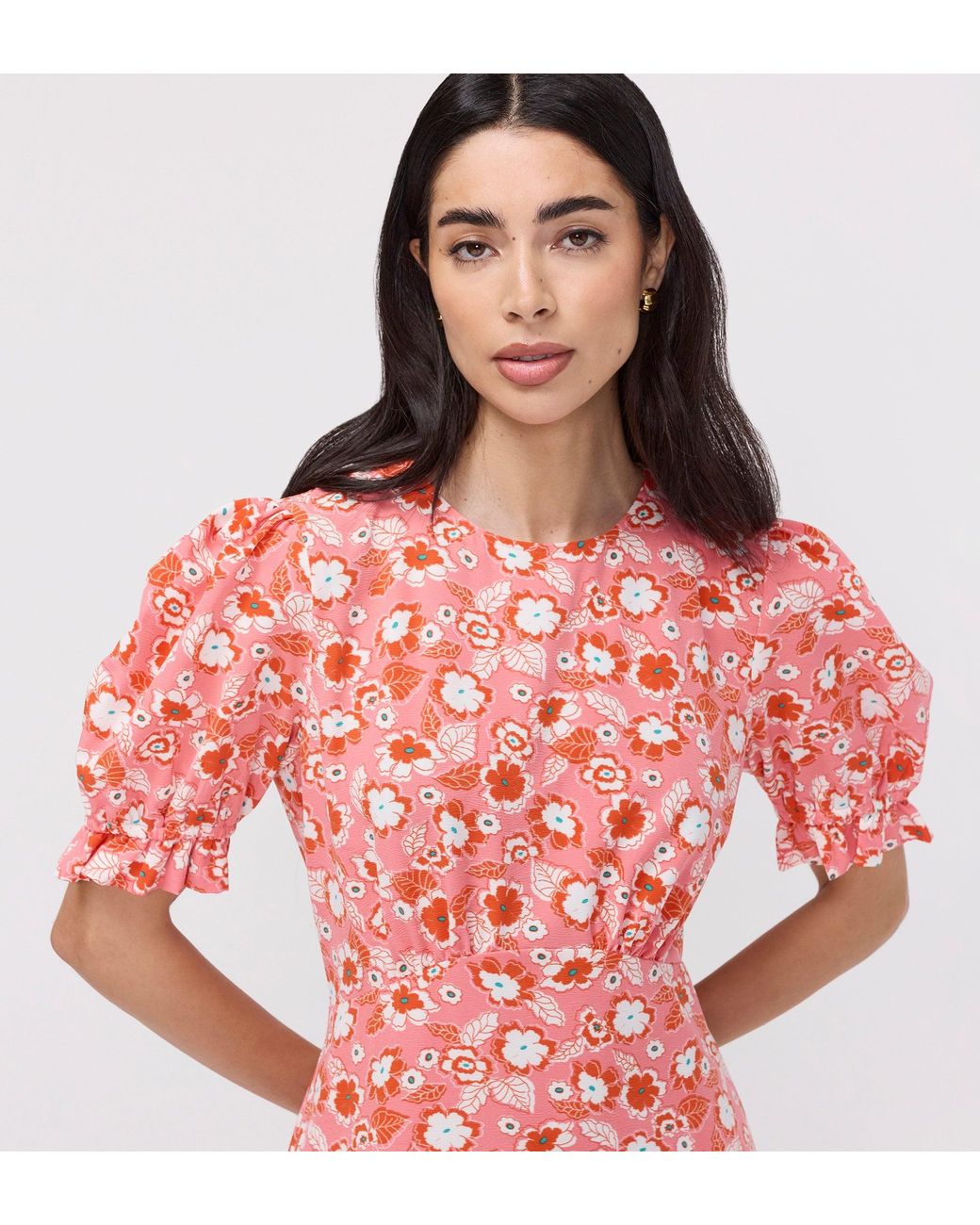 Finery London Pink Mela Midi Tea Dress
