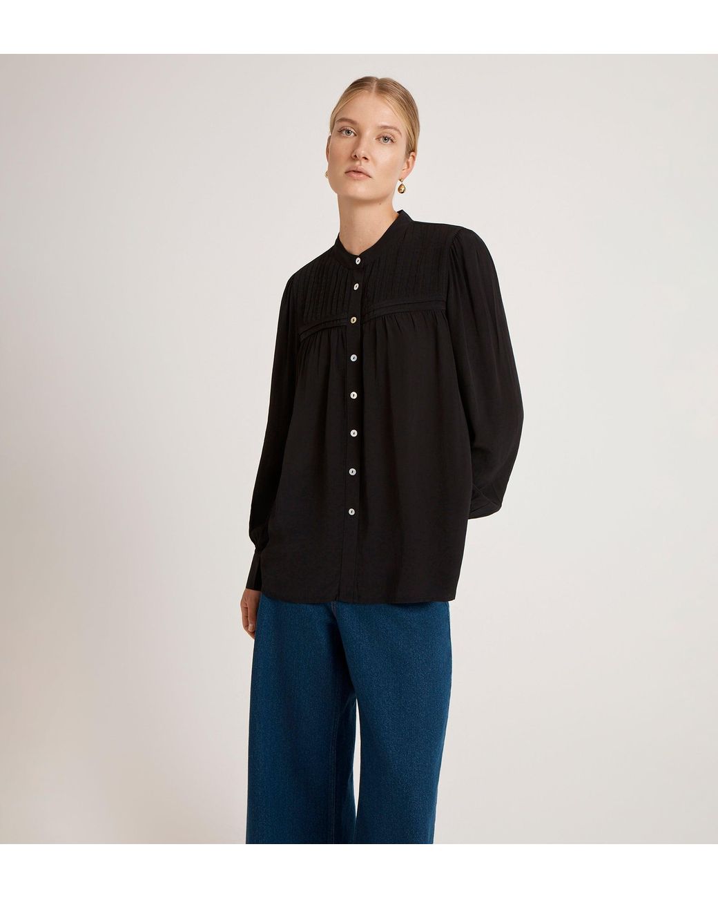 Finery London Black Andrea Crepe Blouse