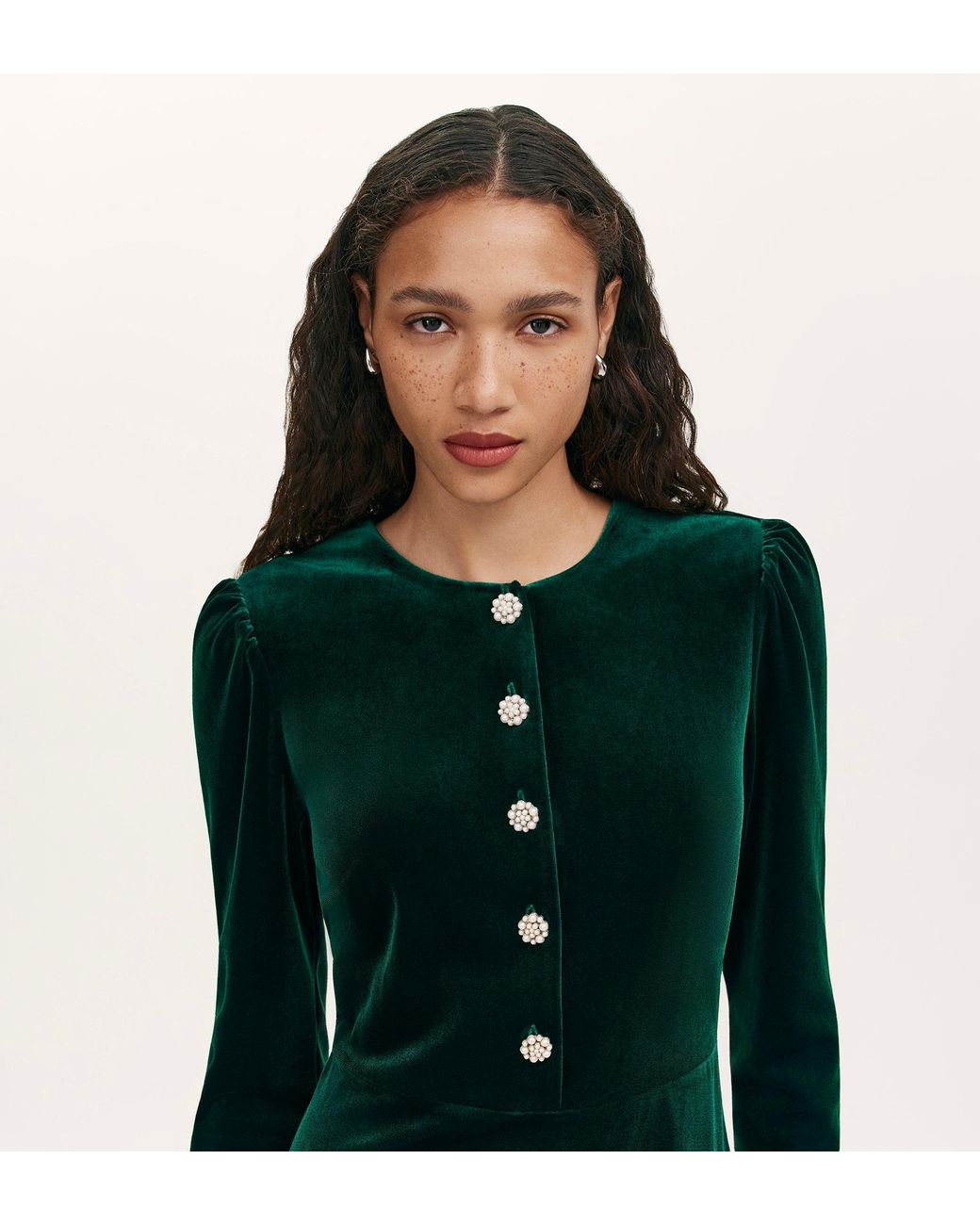 Finery London Green Rae Velvet Short Dress